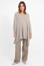 Poncho aus Woll-Cashmere-Mix in Grayscale