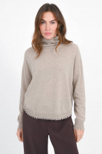 Rollkragenpullover aus Woll-Cash-Mix in Grayscale