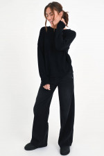 Strickpullover mit Details am Saum in Schwarz