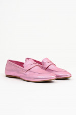 Leder-Loafer in Rosa Metallic