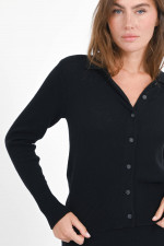 Cashmere-Jacke mit Polokragen in Schwarz