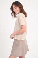 Kurzarm-Cashmere-Pullover in Light Beige
