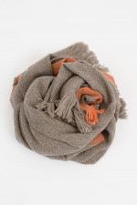 Schal mit Kontrastbordüre in Taupe/Orange