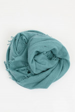Schal mit Fransenkante aus Cashmere in Türkis