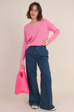 Wide Leg Jeans in Mittelblau