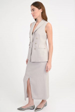 Midi-Rock aus Leinen in Calk