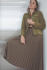 Midi-Plisseerock in Khaki