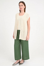 Strickgilet mit offener Kante in Cashew