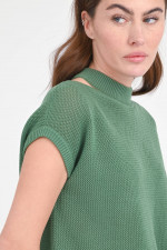 Kurzarm-Pullover mit Kragen-Detail in Grün