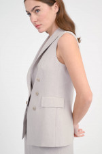 Doppelreihiges Leinen-Gilet in Calk
