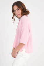 Kurzarm Cashmere-Polo in Rosa