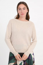 Cashmere-Pullover mit U-Boot-Ausschnitt in Beige