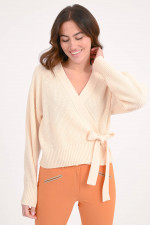 Wickeljacke aus Woll-Cashmere-Mix in Blushed Peach