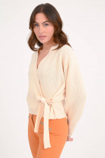 Wickeljacke aus Woll-Cashmere-Mix in Blushed Peach