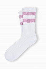 Baumwollsocken NYSTED in Weiß/Rosa mit Streifen