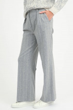 Hose mit Nadelstreifen in Grau/Creme