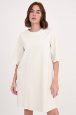 Kleid aus Baumwolle mit Fransen-Details in Creme