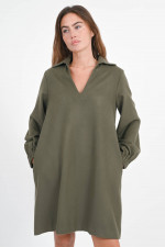 Loose Fit Wollkleid in Soft Forest