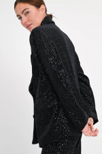 Samtblazer mit Pailletten in Schwarz