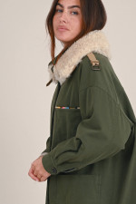 Parka mit Kunstfell-Besatz in Olivgrün