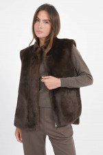 Kunstpelz-Gilet MINK in Dunkelbraun