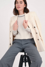Zweireihiger Cord-Blazer in Creme