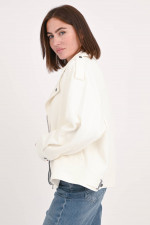 Bikerjacke aus Baumwoll-Leinen-Mix in Creme