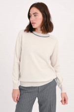 Cashmerepullover mit Molini-Detail in Creme