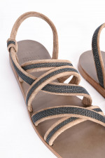 Riemchen-Sandale mit Monili-Details in Taupe/Grau