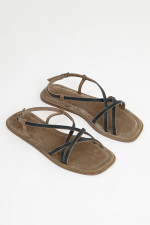 Riemchensandalen mit Monili-Perlen in Taupe