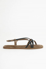 Riemchensandalen mit Monili-Perlen in Taupe