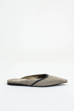 Mules aus Veloursleder in Hellgrau