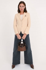 Einreihiger Jersey Blazer in Beige