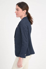 Einreihiger Leinen-Mix Blazer in Dunkelblau
