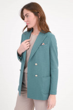 Doppelreihiger Blazer aus Leinen-Mix in Sardine