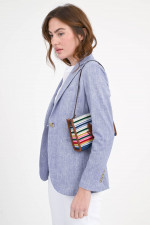 Blazer mit Fischgrätmuster in Blau/Weiß