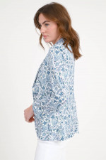 Einreihiger Blumenblazer in Blau/Lila/Weiß