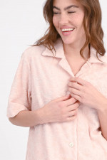 Frottee-Hemd mit Blumenmuster in Light Pink