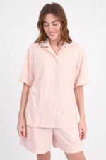 Frottee-Hemd mit Blumenmuster in Light Pink