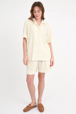 Frottee-Hemd mit Blumenmuster in Creme