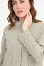 Jacke mit Rundhalsausschnitt in Khaki meliert