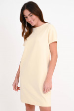 Kurzarm Jersey Kleid in Creme