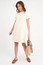  Kurzarm Jersey-Kleid in Creme