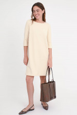 Jersey-Kleid mit 3/4 Arm in Beige