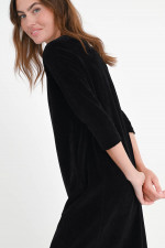 Samt-Kleid mit 3/4 Arm in Schwarz