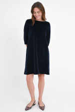 Samt-Kleid mit 3/4 Arm in Navy