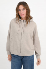 Sweatshirt-Jacke aus Wolle in Sandy Beige