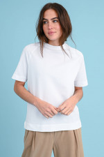 Piqué Kurzarm Shirt in Weiß 
