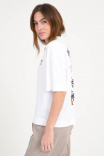 Baumwoll-Shirt mit XXL-Backprint in Weiß