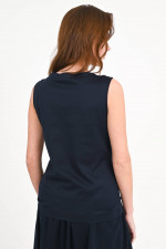 Top mit U-Boot-Ausschnitt in Navy